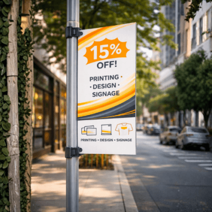 Outdoor Correx boards printed for public pole branding, weather-resistant signage for street advertising and campaign visibility