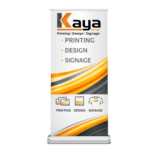 Chrome stand executive banner with premium printed graphics for corporate events and professional displays