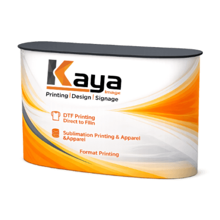 9x2 promotional counter with printed branding for events, exhibitions, and trade shows